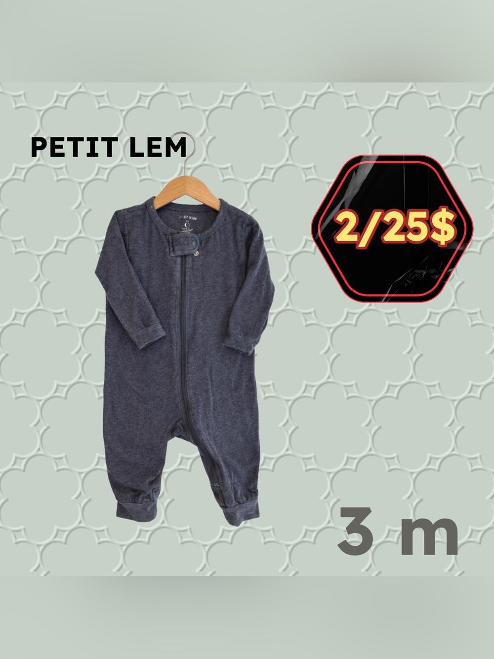 🌙 2/25$ 🇨🇦👍GUC PETIT LEM | 6m | Unisex Navy Baby Footless Pyjamas ‼️read